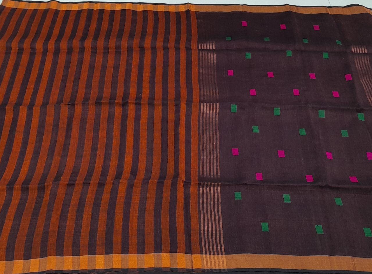 Brown Khadi Cotton Saree