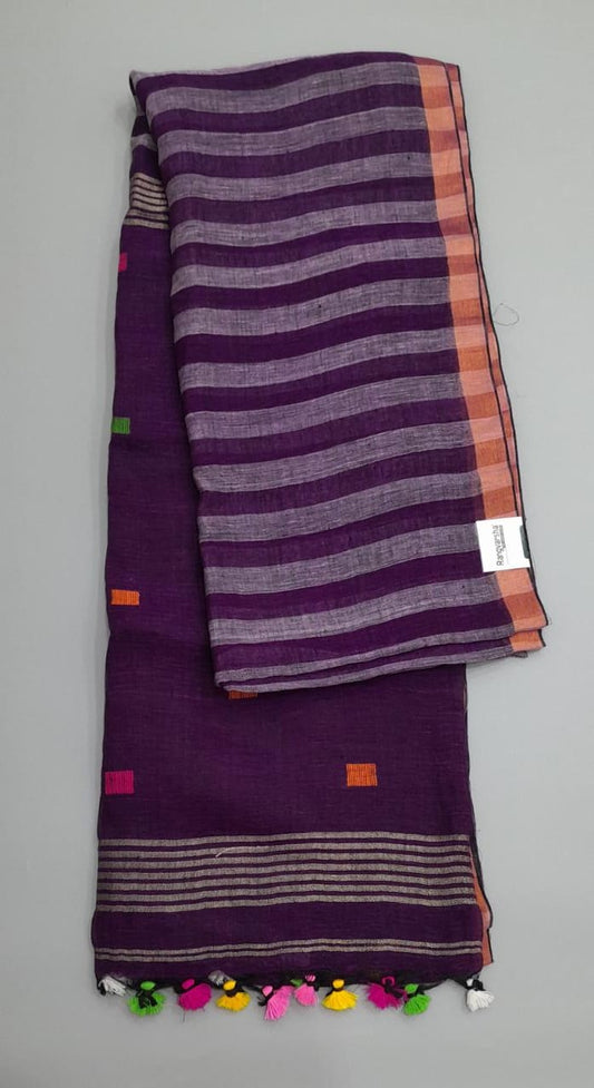 Purple  Khadi Cotton Saree