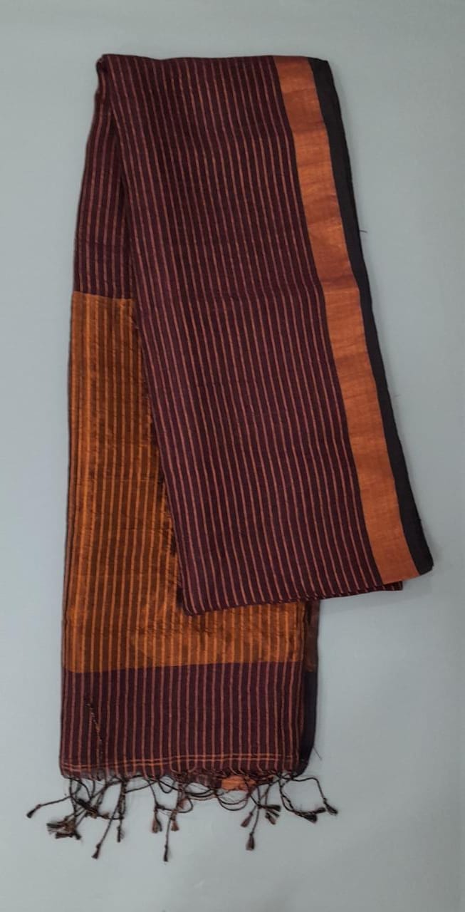 Wine Linen saree