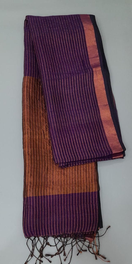 Purple Linen saree