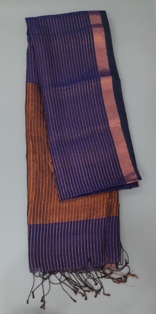 Royal blue Linen saree