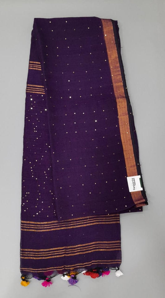 Purple Linen Saree
