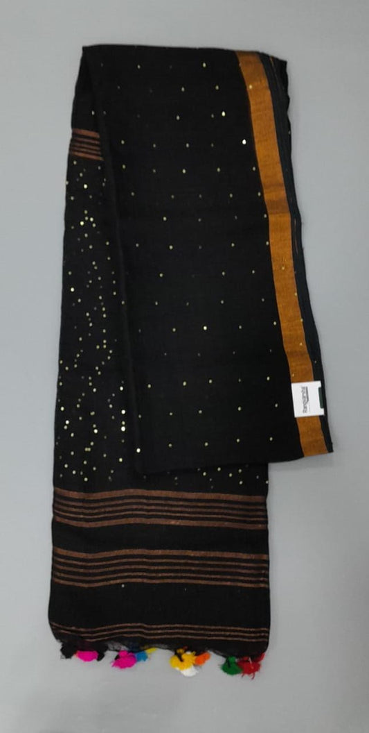 Black Linen Saree