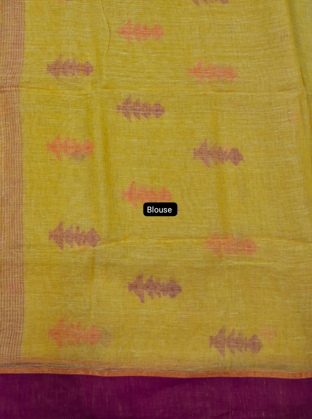 Lemon Yellow khadi linen saree