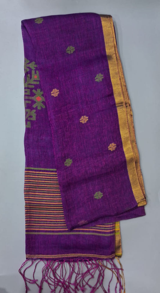 Purple Khadhi Linen Saree