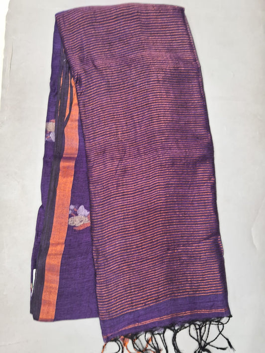 Purple Khadi Linen Saree