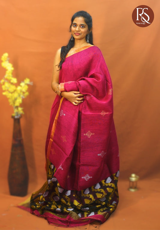 Rani Pink Khadi Linen Saree