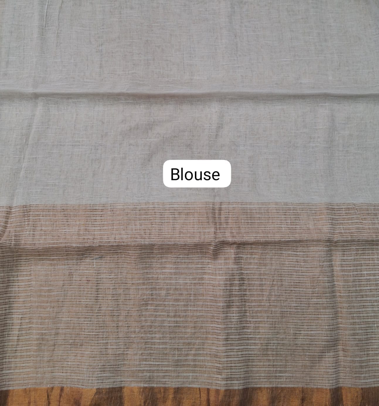 Beige Khadi Linen Saree