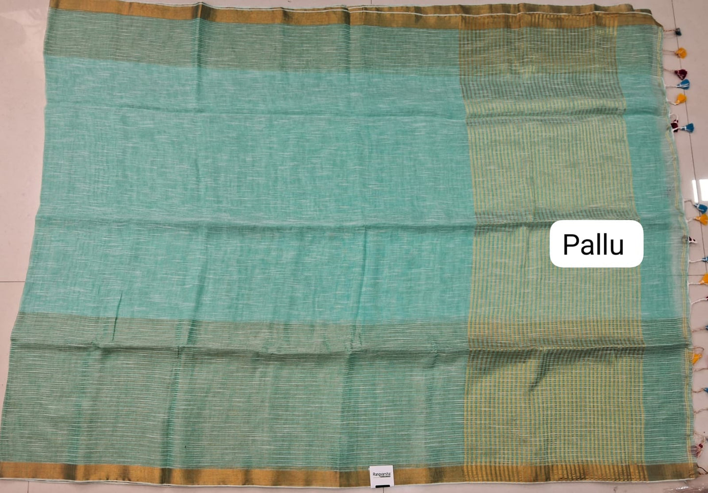 Ocean Blue Khadi Linen Saree