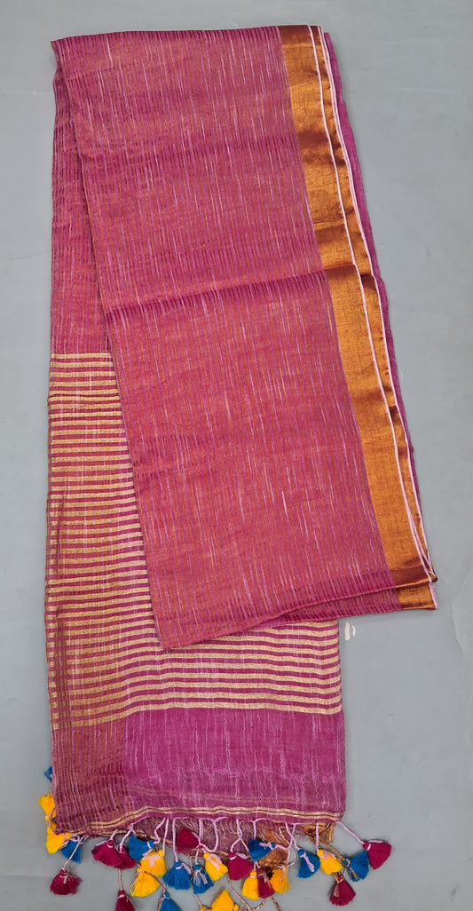 Fuchsia Pink Khadi Linen