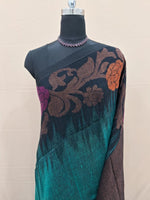 Teal Blue Khadhi Linen Saree 1