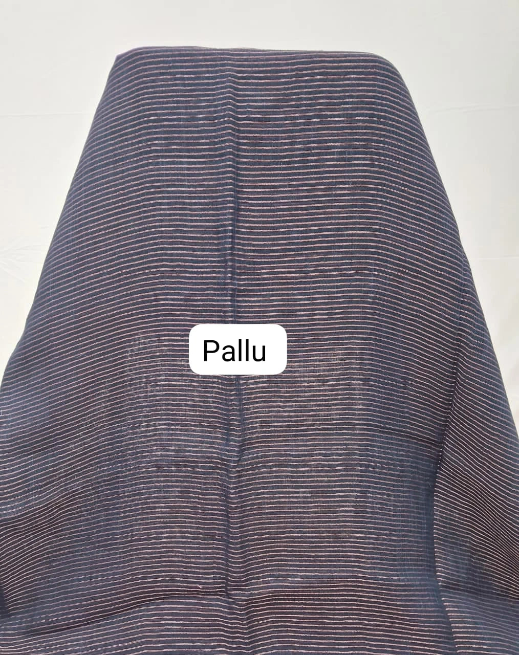 Teal Blue Khadhi Linen Saree pallu