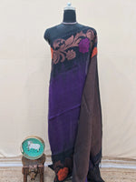 Eggplant Purple Khadi Linen Saree 