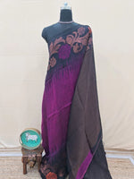 Wine Khadhi Linen Saree 