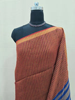 Brick Red Pure Khadhi Linen Saree 1