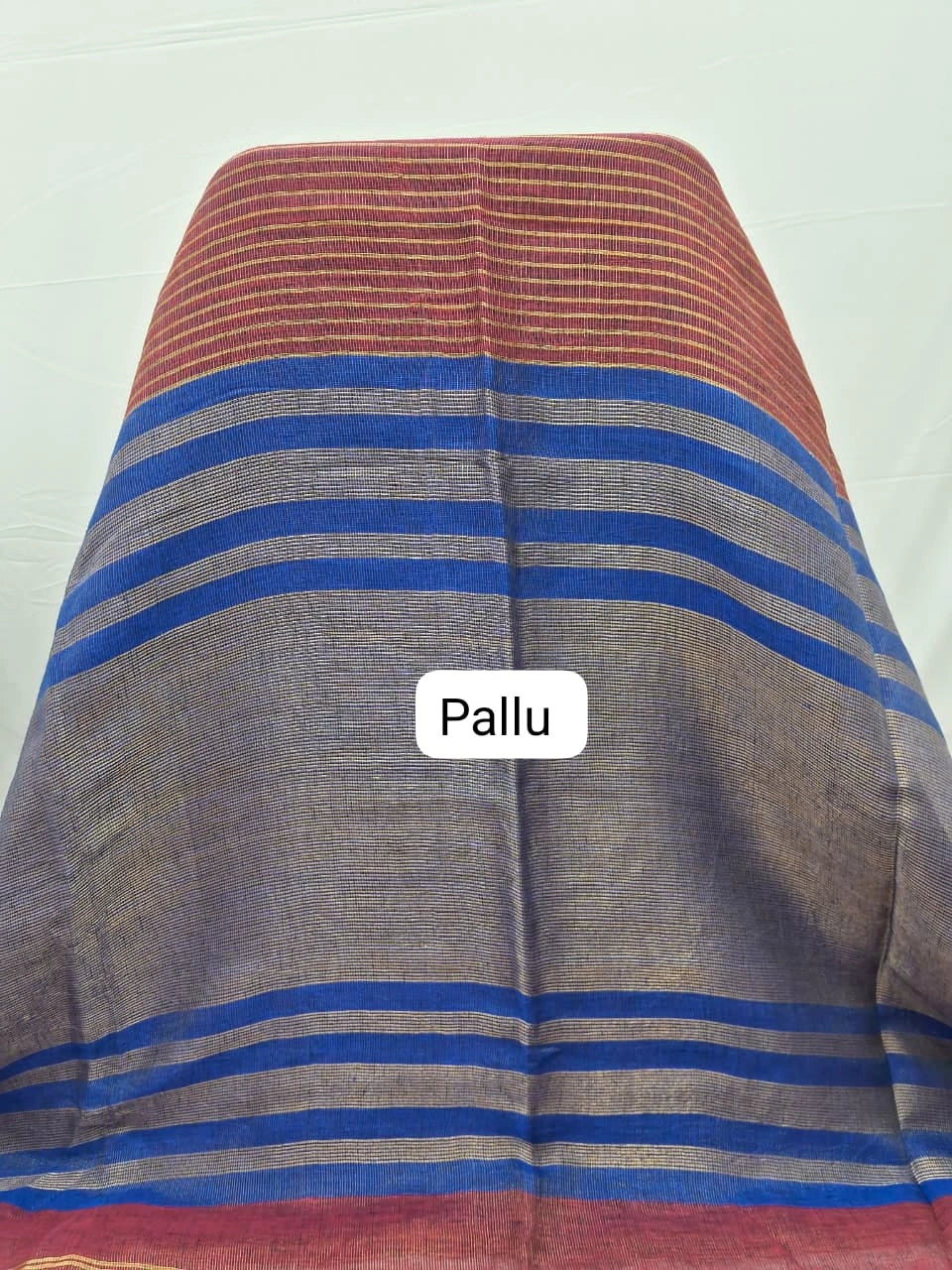 Brick Red Pure Khadhi Linen Saree pallu