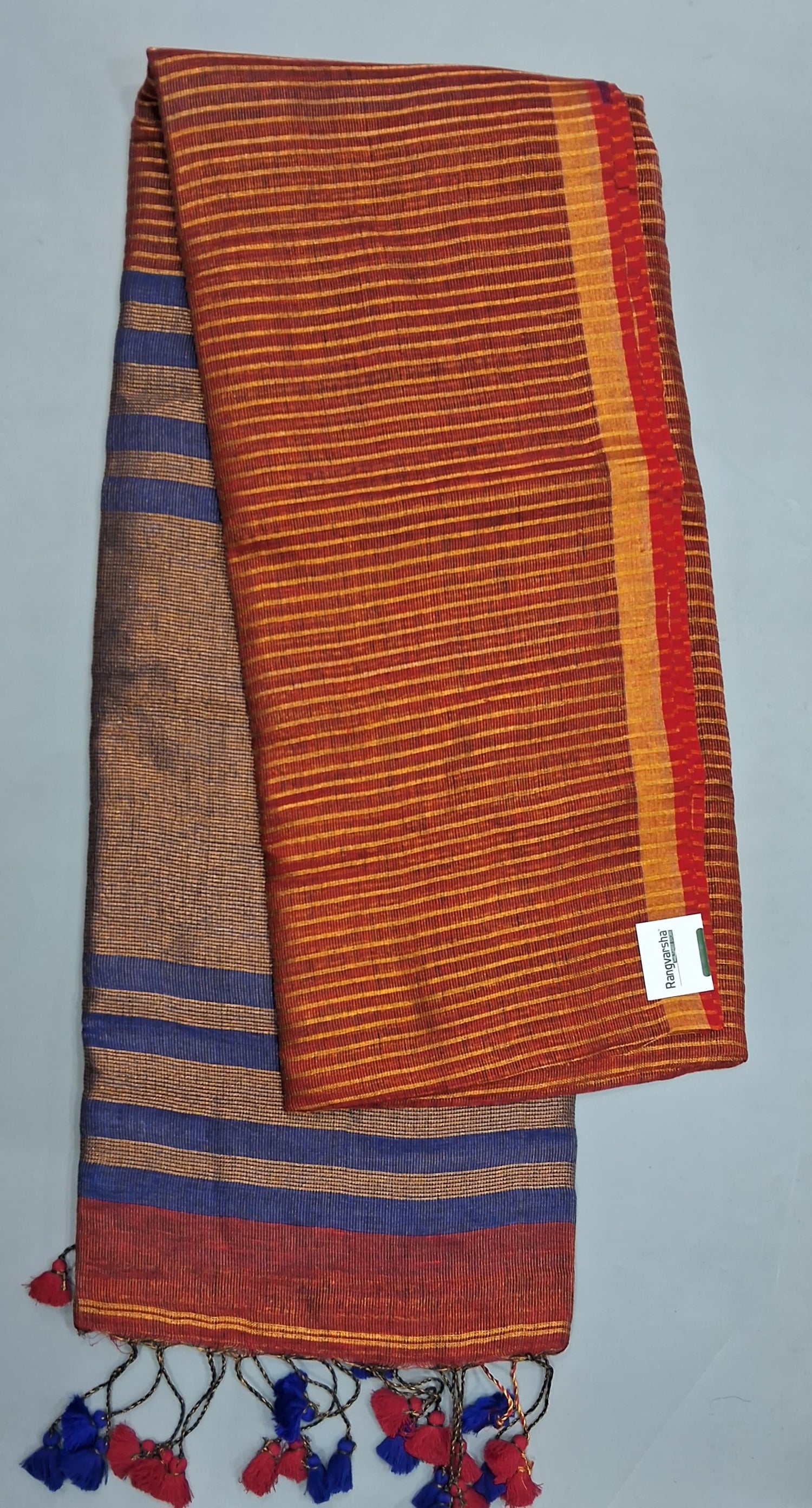 Brick Red Khadhi Linen Saree