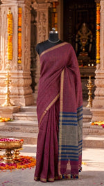 Onion Pink Khadhi Linen Saree 