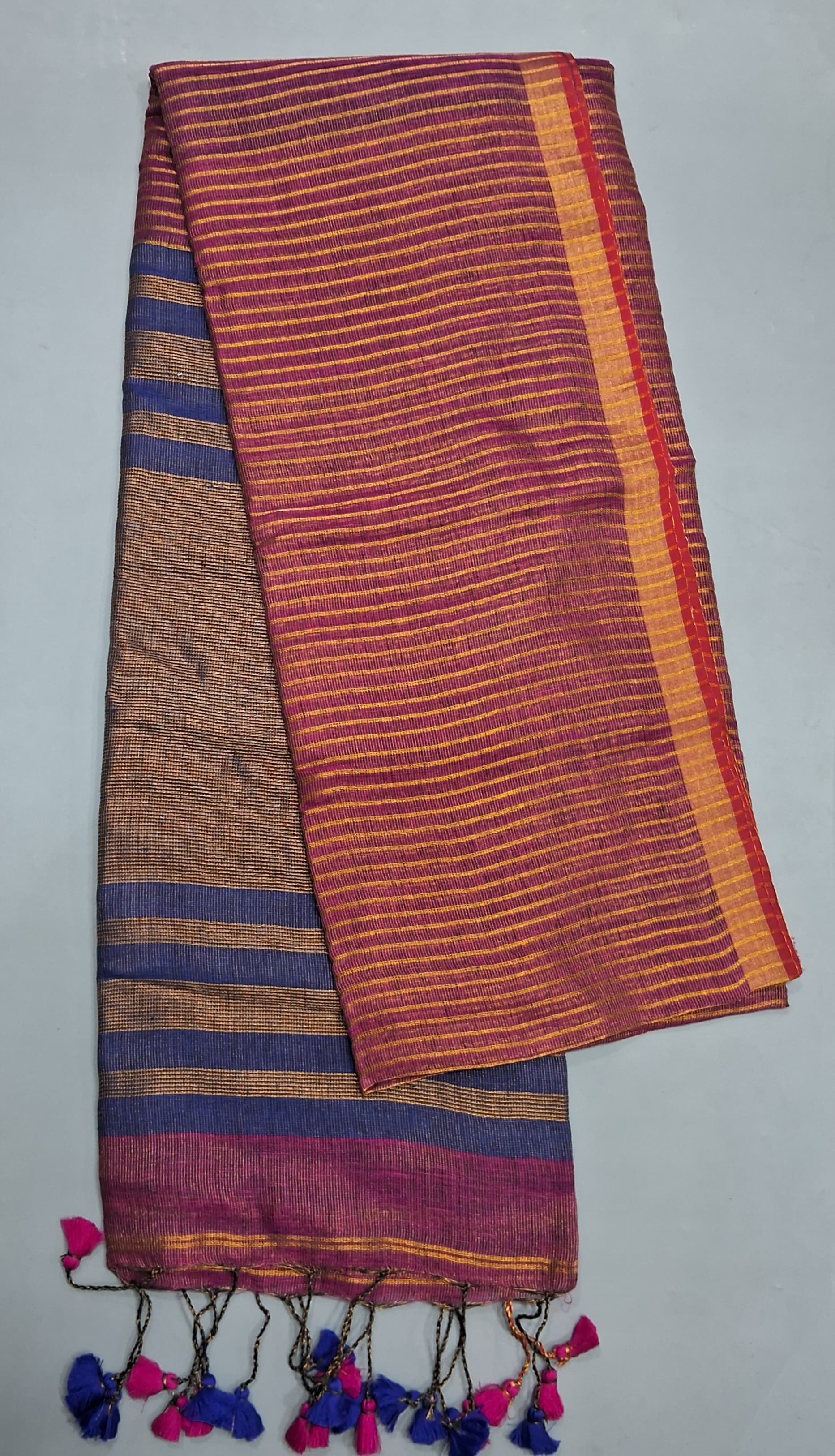Onion Pink Khadhi Linen Saree