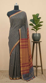 Elephant Grey Khadhi Linen Saree 