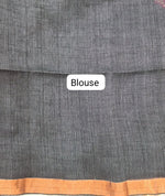 Elegant Dark Grey Khadi Linen Saree blouse