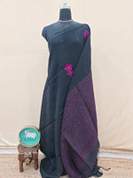 Timeless Black Khadi Linen Saree 