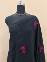 Timeless Black Khadi Linen Saree 1