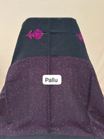 Timeless Black Khadi Linen Saree pallu