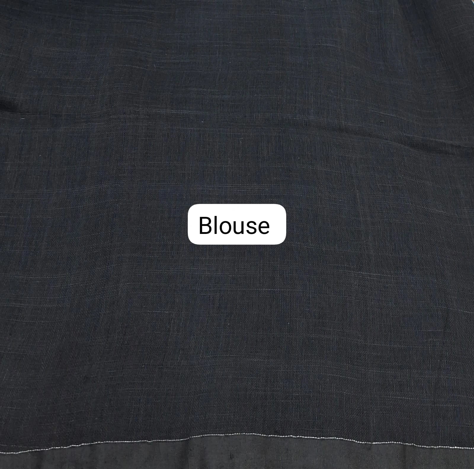 Timeless Black Khadi Linen Saree blouse