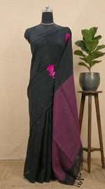 Timeless Black Khadi Linen Saree