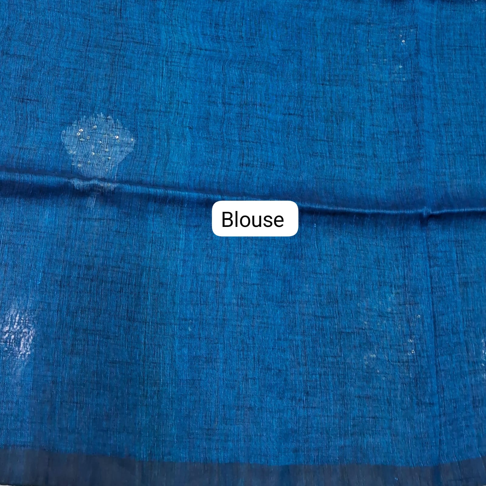 Royal Blue Khadhi Linen Saree Blouse
