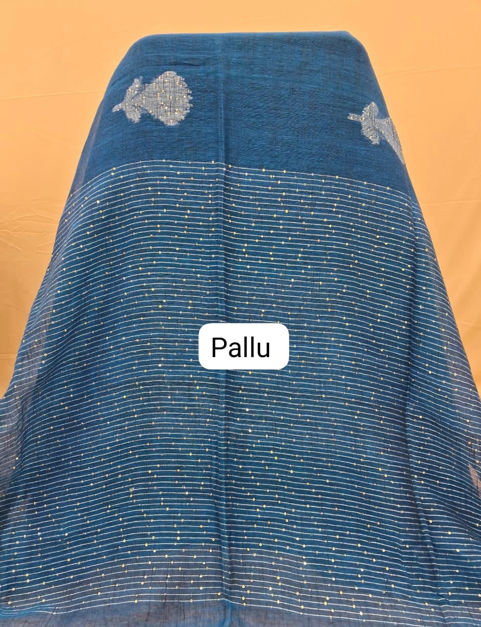 Royal Blue Khadhi Linen Saree pallu