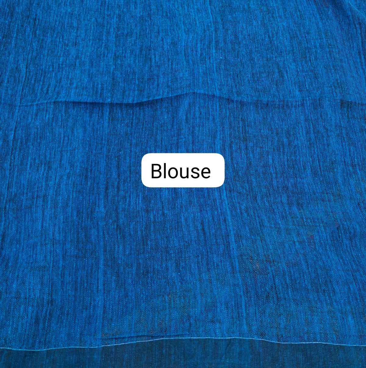 Royal Blue Khadhi Linen Saree blouse