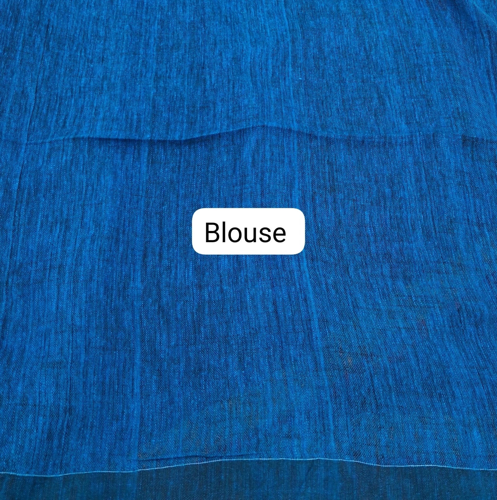 Royal Blue Khadhi Linen Saree blouse