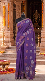 Lavender Khadi Linen Saree