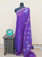 Lavender Khadi Linen Saree