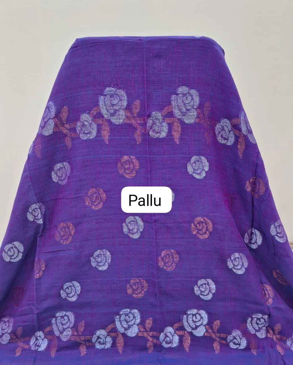 Lavender Khadi Linen Saree pallu