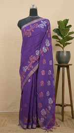 Lavender Khadi Linen Saree