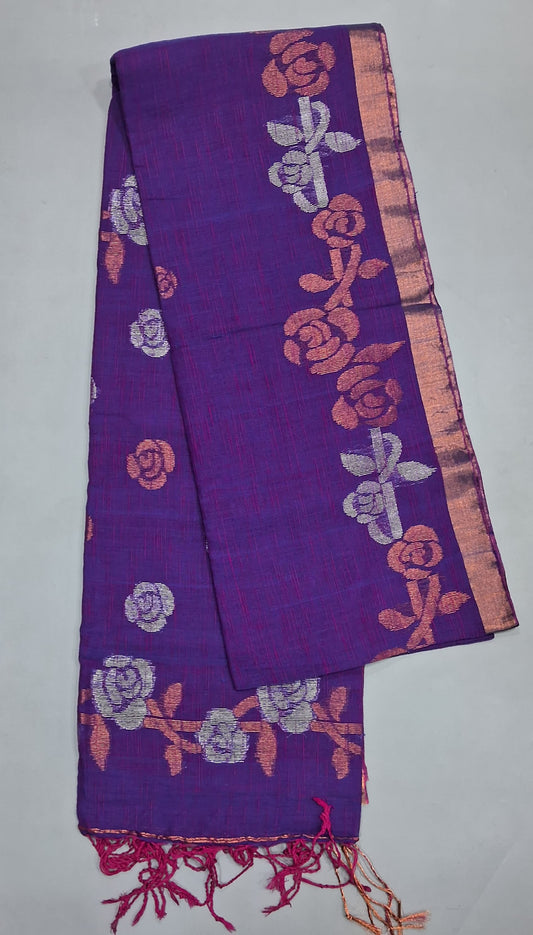 Purple Khadhi Linen Saree