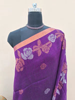 Dark Wine Khadhi Linen Saree 1