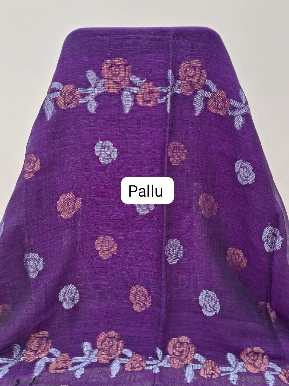 Dark Wine Khadhi Linen Saree pallu