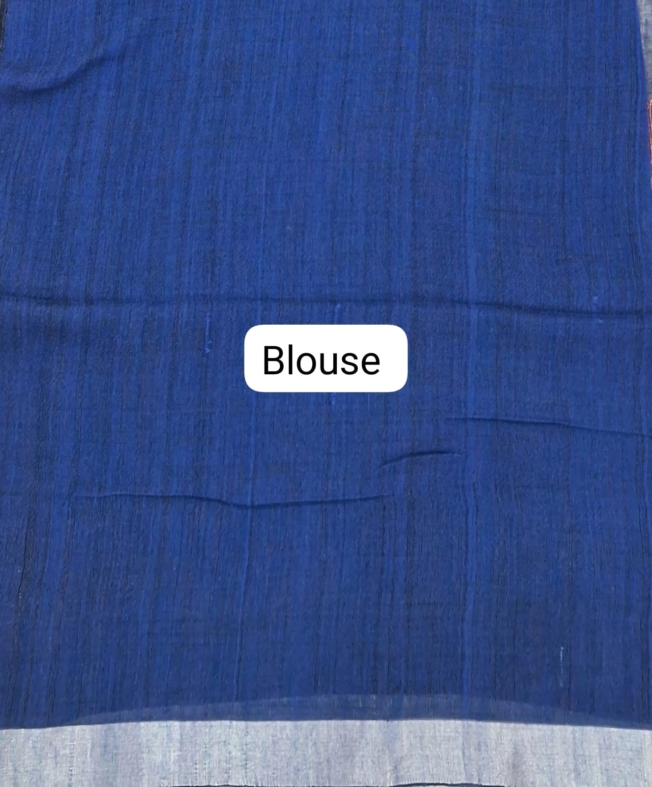 Regal Royal Blue Khadi Linen Saree blouse