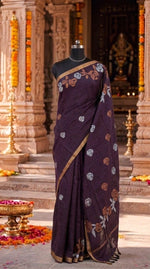 Walnut Brown Khadhi Linen Saree