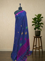 Navy Blue Khadhi Linen Saree