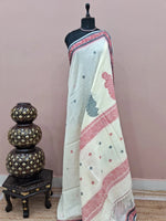 Off-White Khadhi Linen Saree