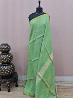 Bright Green Khadhi Linen Saree 