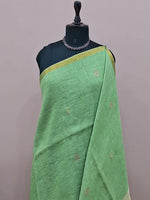 Bright Green Khadhi Linen Saree 1