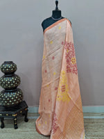 Peach Khadhi Linen Saree 