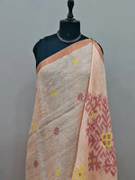 Peach Khadhi Linen Saree 1