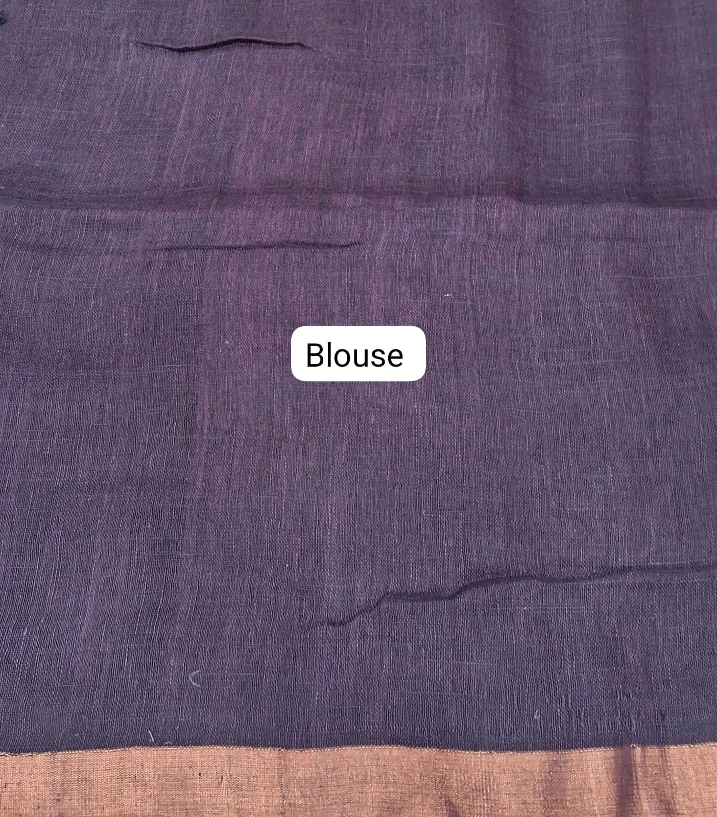 Dark Walnut Brown Plain Khadhi Linen Saree  Blouse